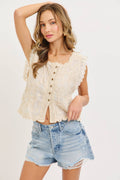 Floral Embroidered Crochet Top