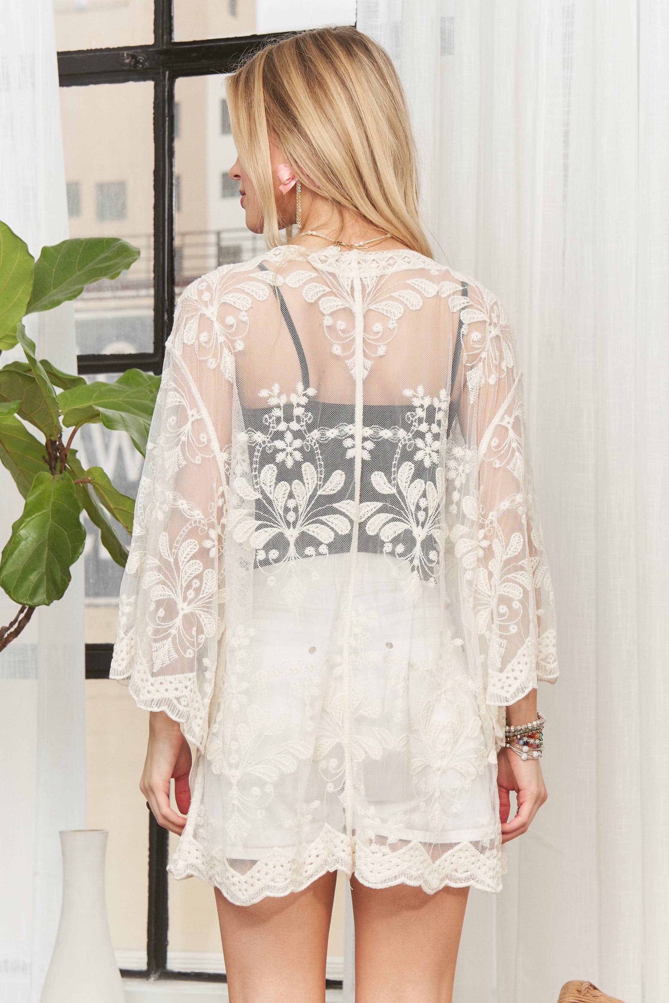 FLORAL LACE KIMONO CARDIGAN - CEJ3970