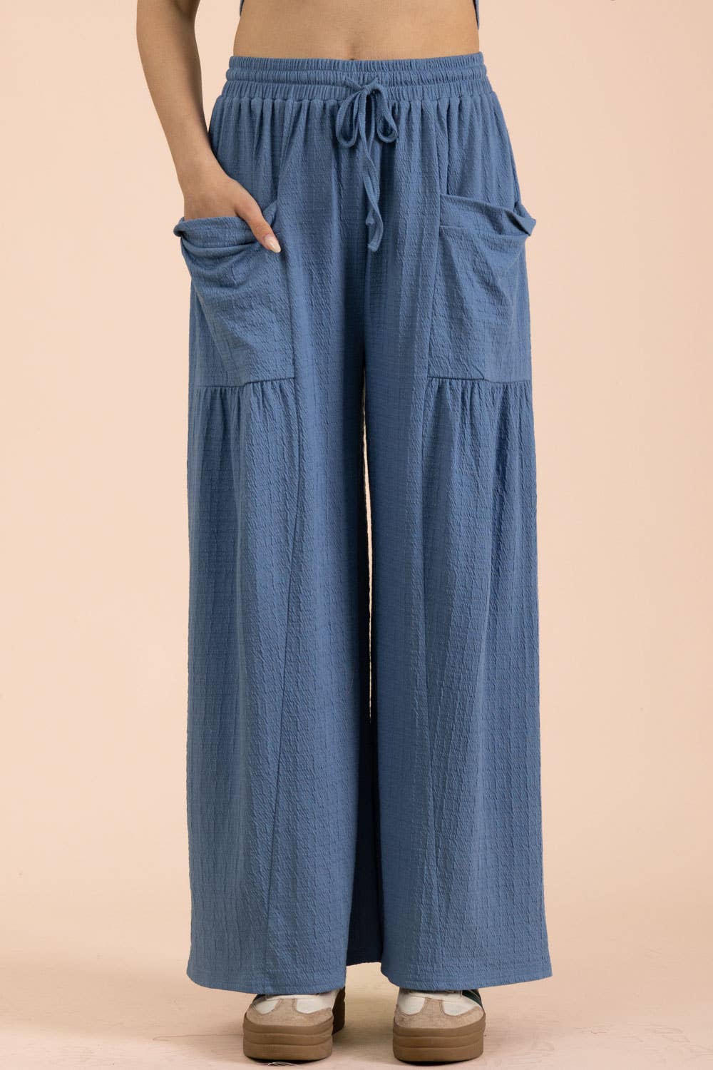 NP71013-Wide Leg Comfy Knit Pants