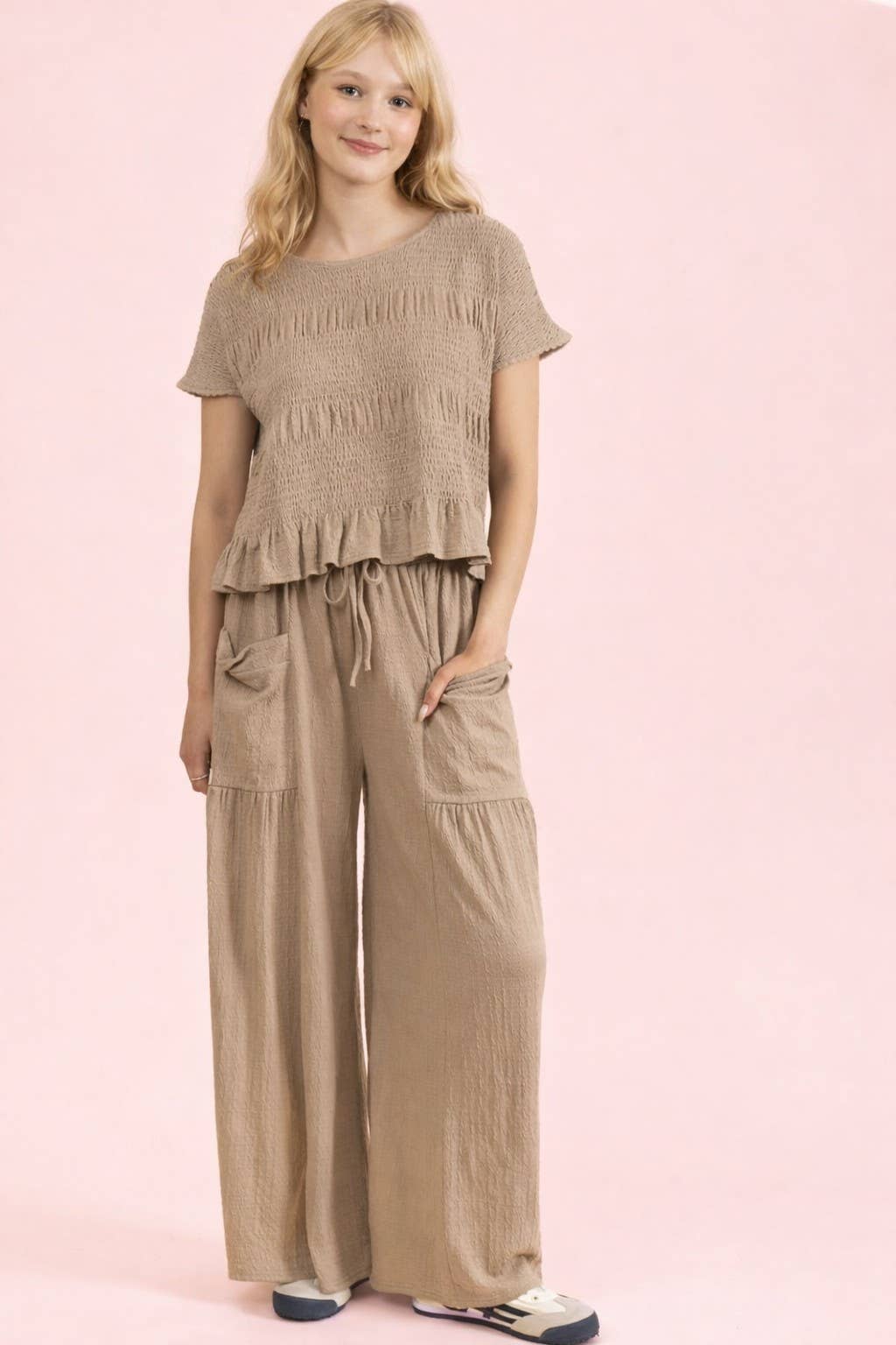 NP71013-Wide Leg Comfy Knit Pants