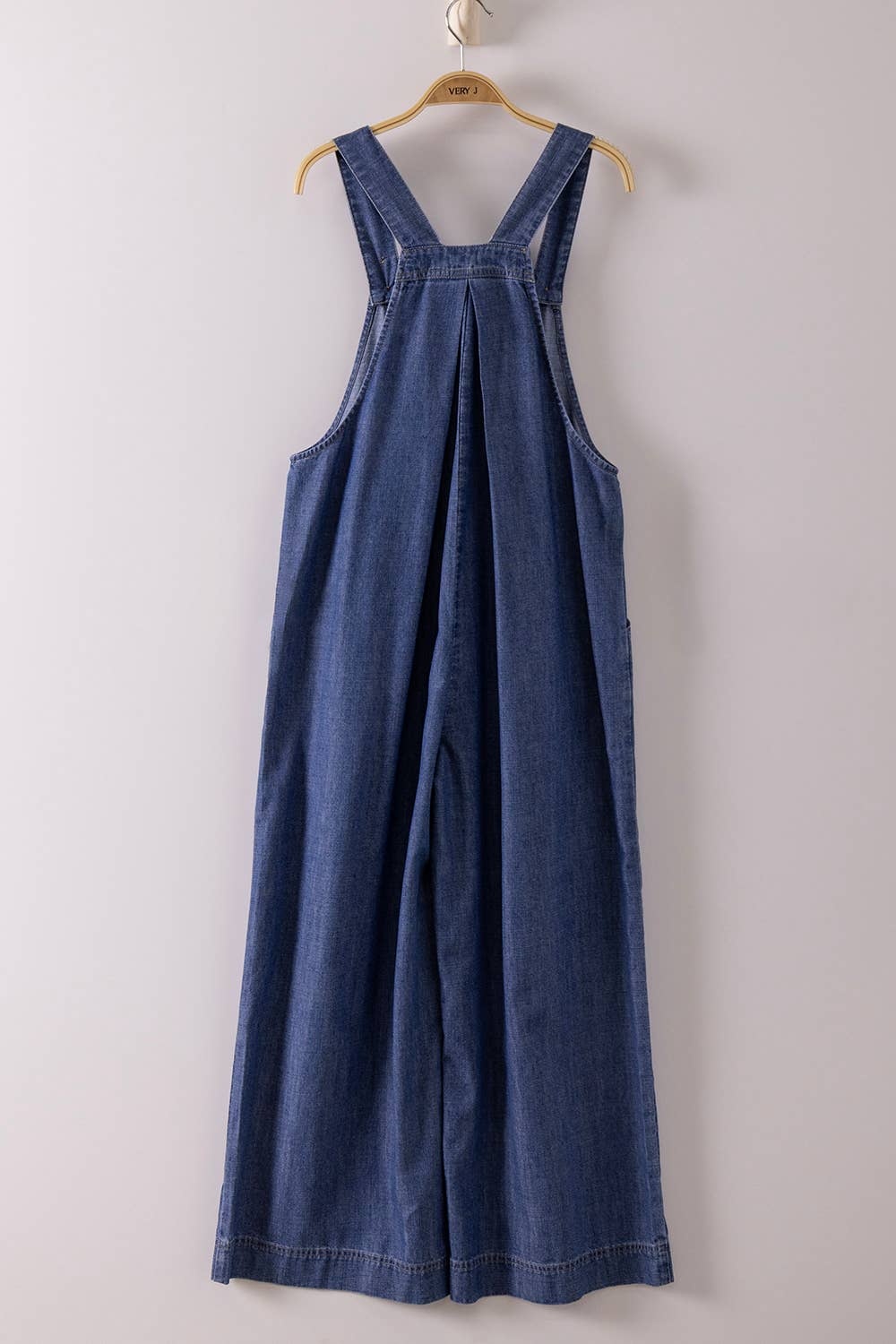 Washed Chambray Casual Wide Leg Jumpsuit