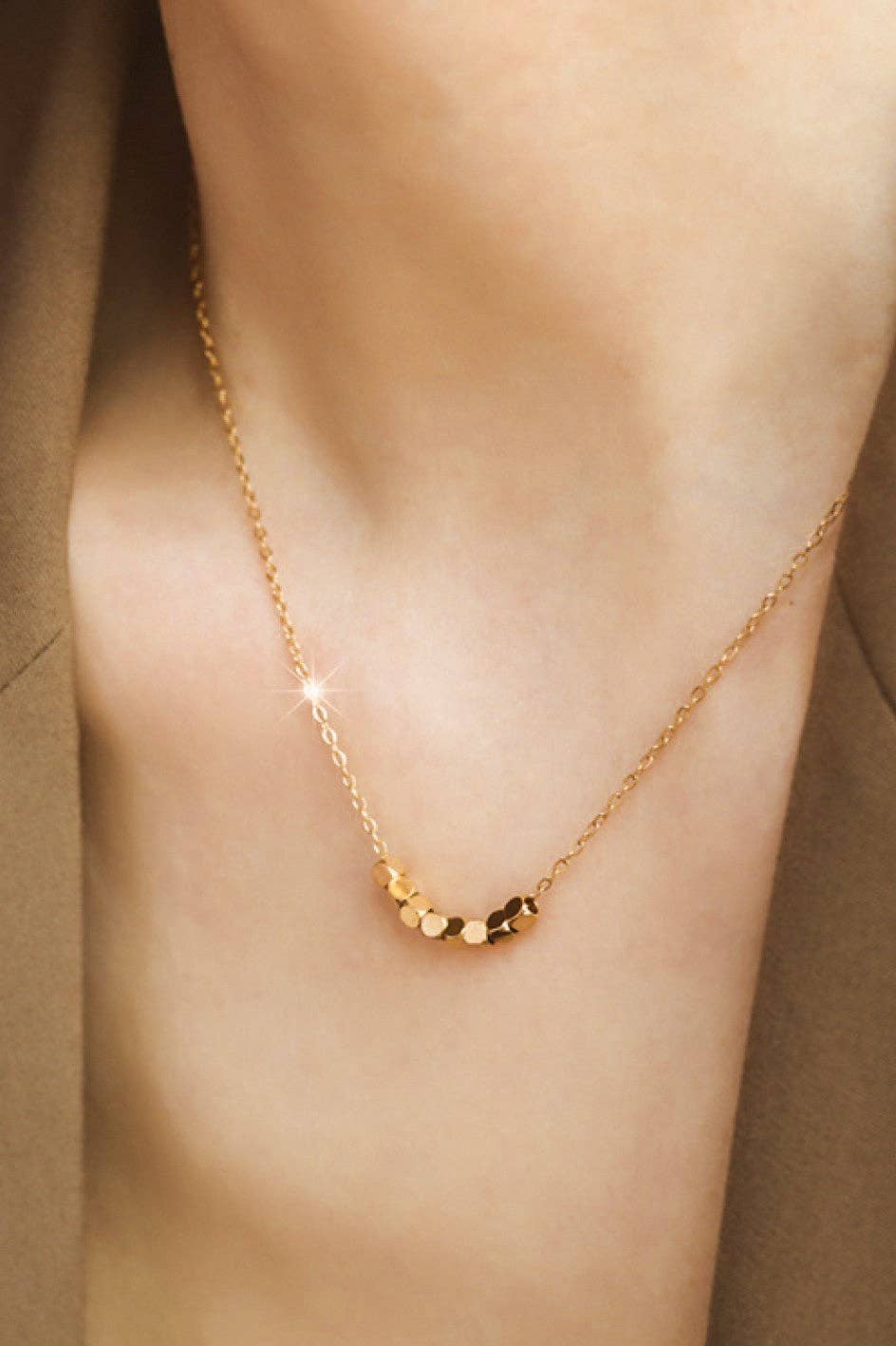 18K Gold Plated Waterproof Stainless Steel Chain Necklace - 6998