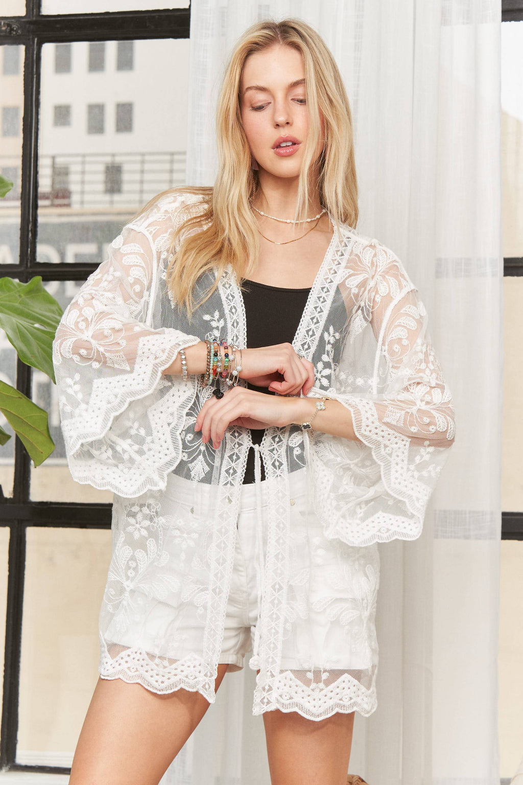 FLORAL LACE KIMONO CARDIGAN - CEJ3970
