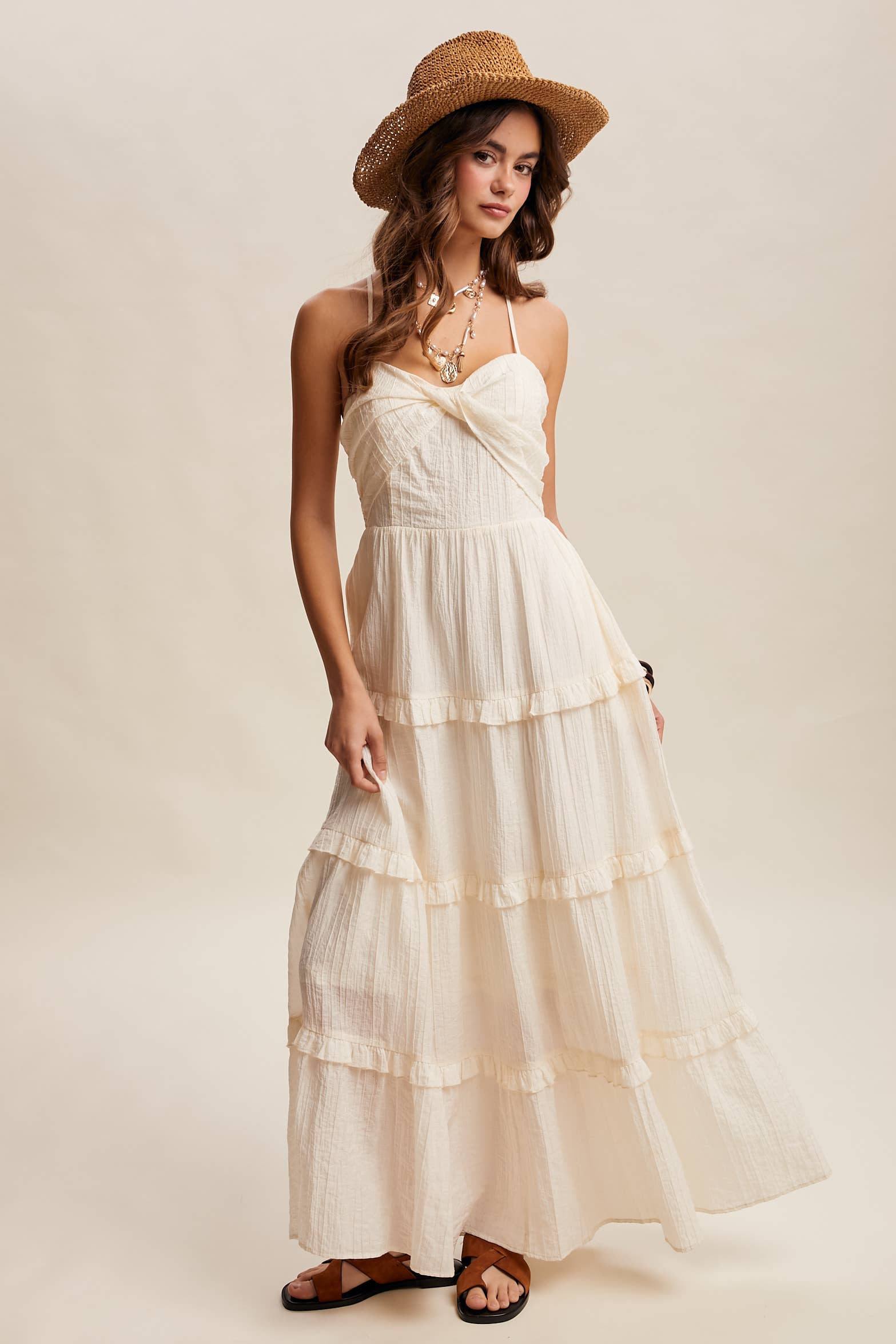 Tiered Spaghetti Strap Maxi Dress LD1393