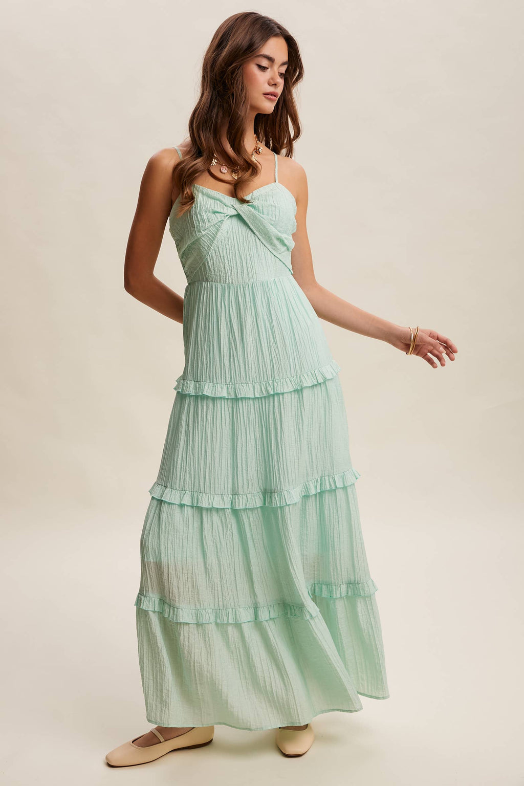 Tiered Spaghetti Strap Maxi Dress LD1393