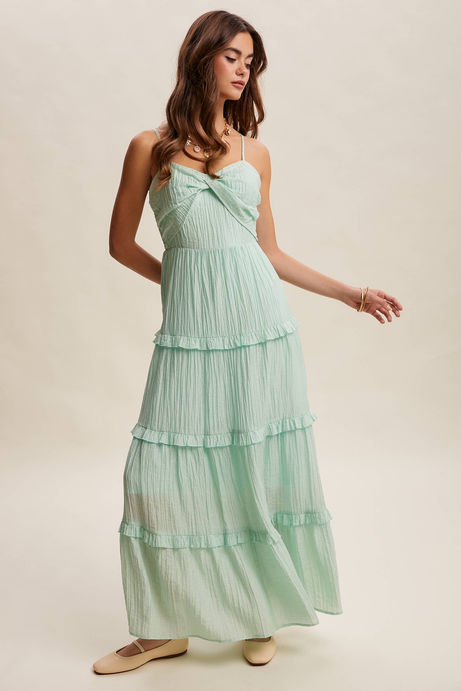 Tiered Spaghetti Strap Maxi Dress LD1393