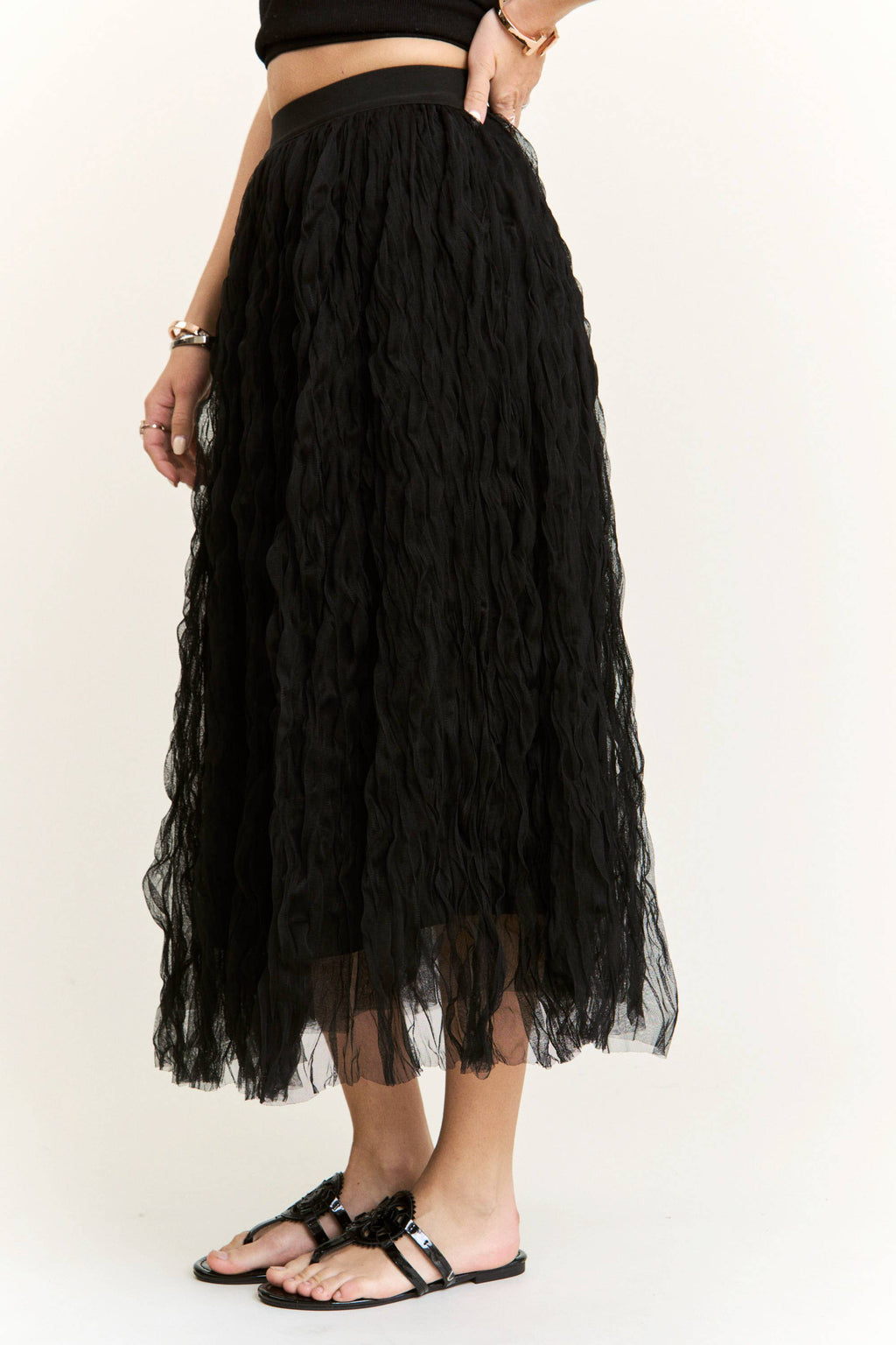 ELASTIC WAIST CLOUD FLUFFY MAXI SKIRT - CES3645