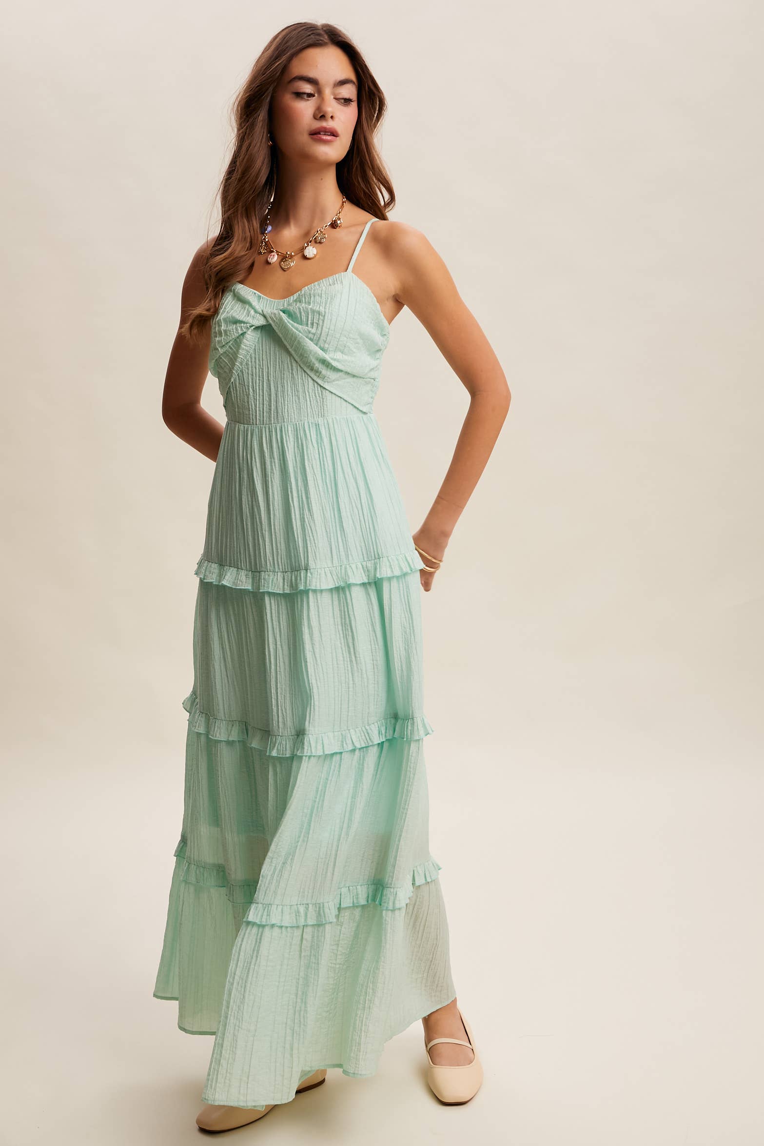 Tiered Spaghetti Strap Maxi Dress LD1393