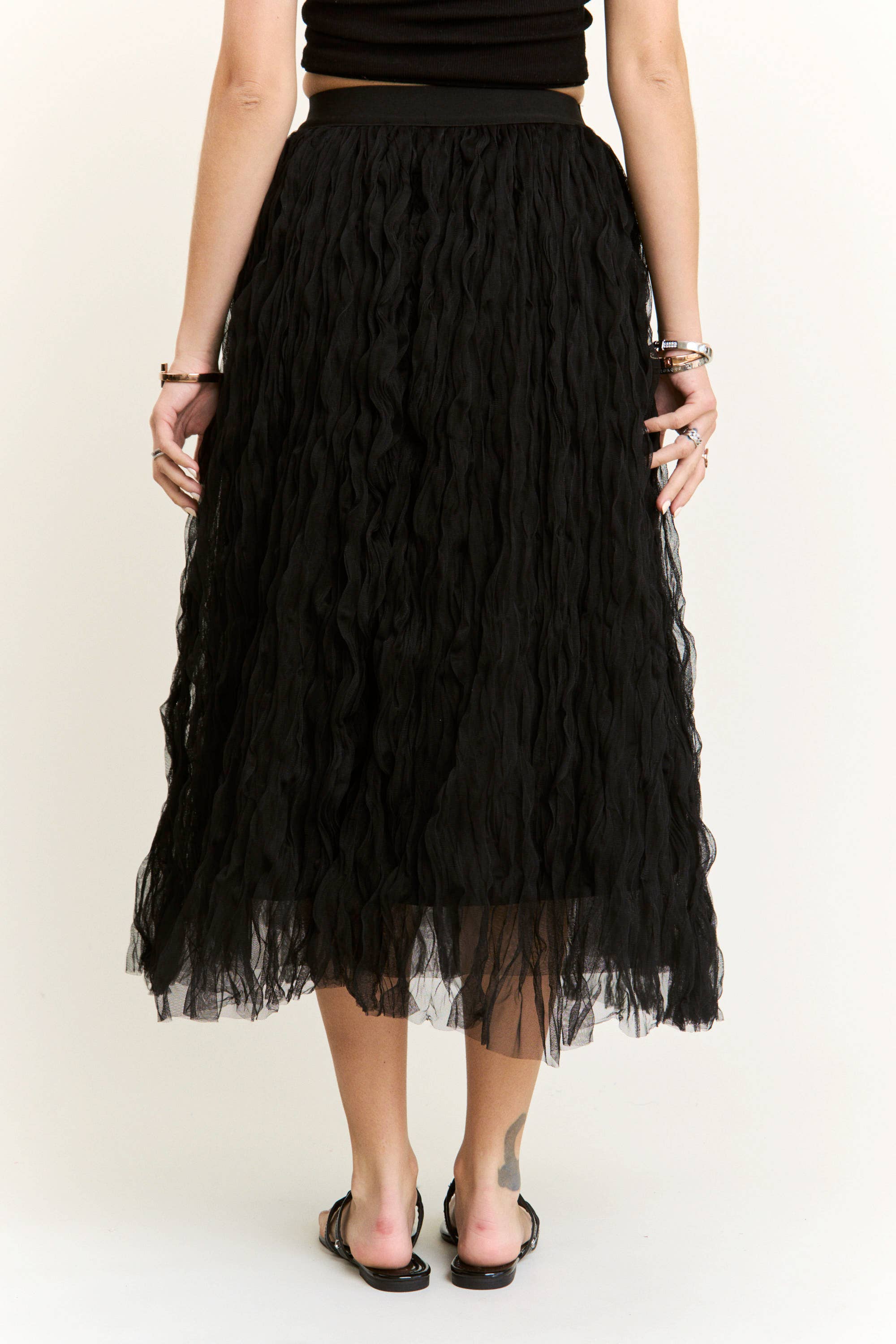 ELASTIC WAIST CLOUD FLUFFY MAXI SKIRT - CES3645