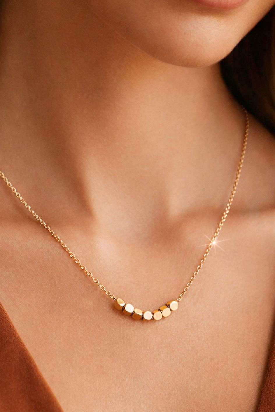 18K Gold Plated Waterproof Stainless Steel Chain Necklace - 6998