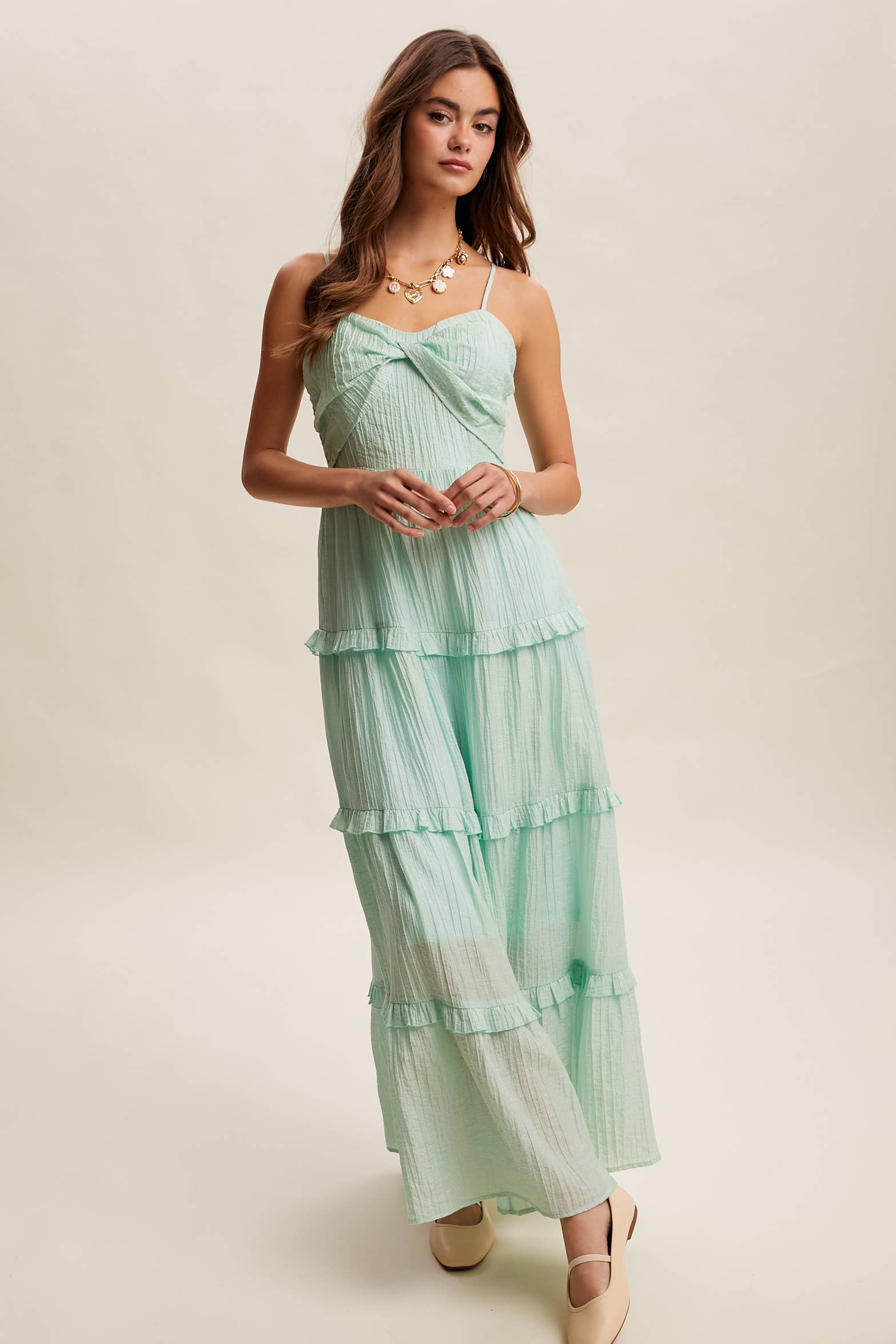 Tiered Spaghetti Strap Maxi Dress LD1393