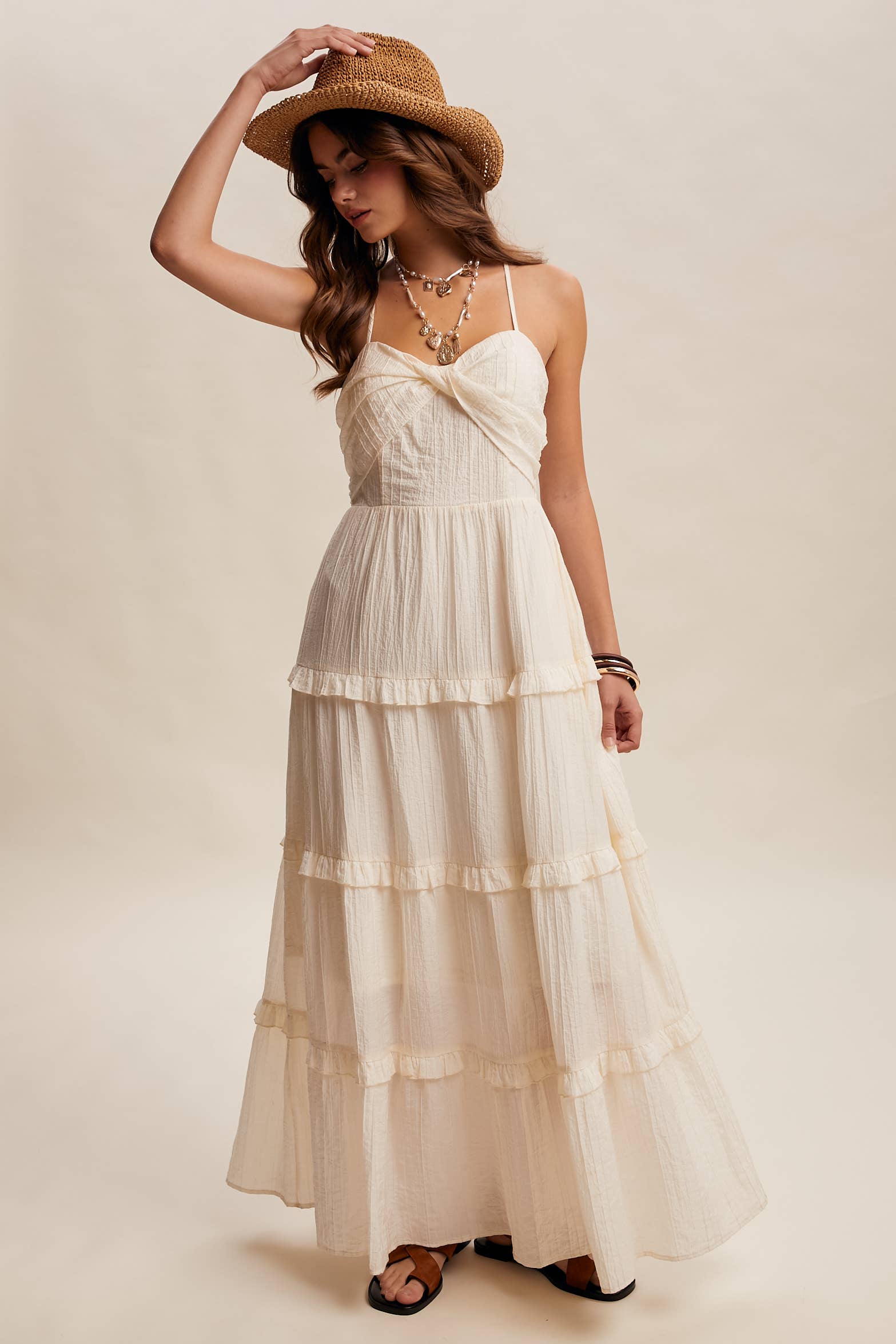 Tiered Spaghetti Strap Maxi Dress LD1393