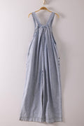 Washed Chambray Casual Wide Leg Jumpsuit
