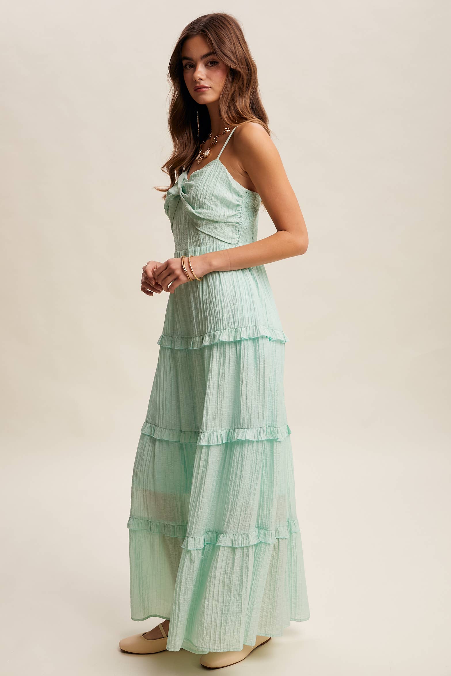 Tiered Spaghetti Strap Maxi Dress LD1393