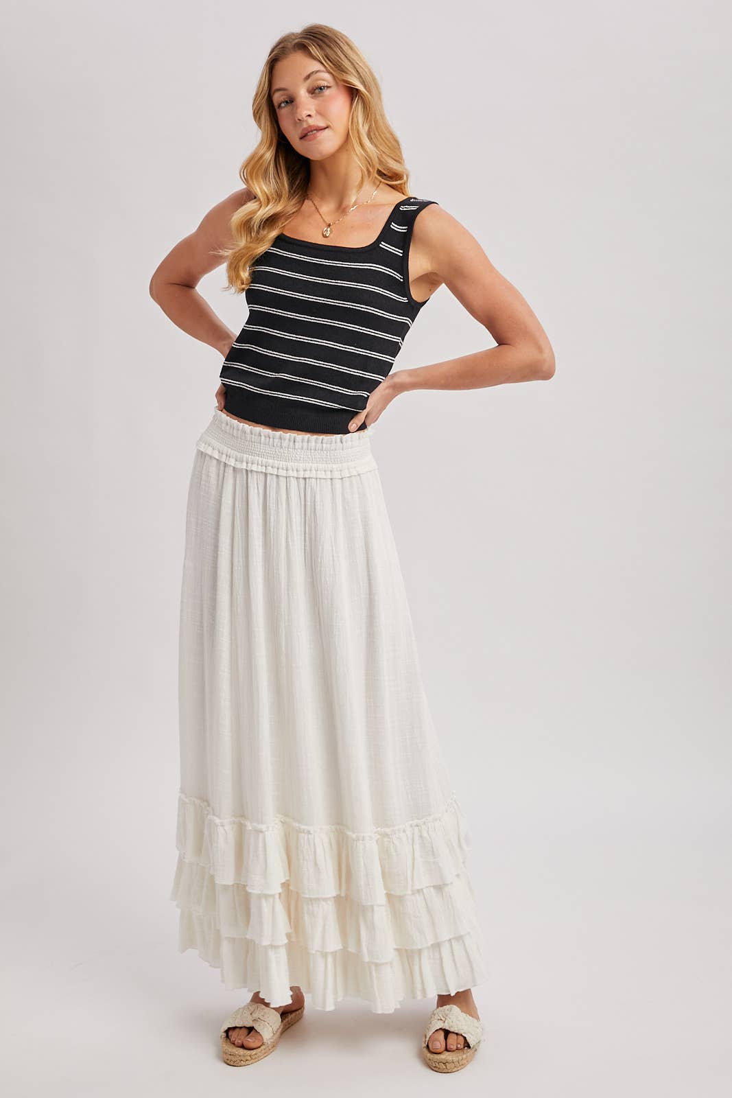 CRINKLED RUFFLE MAXI SKIRT - EASTER DAY