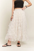 ELASTIC WAIST CLOUD FLUFFY MAXI SKIRT - CES3645