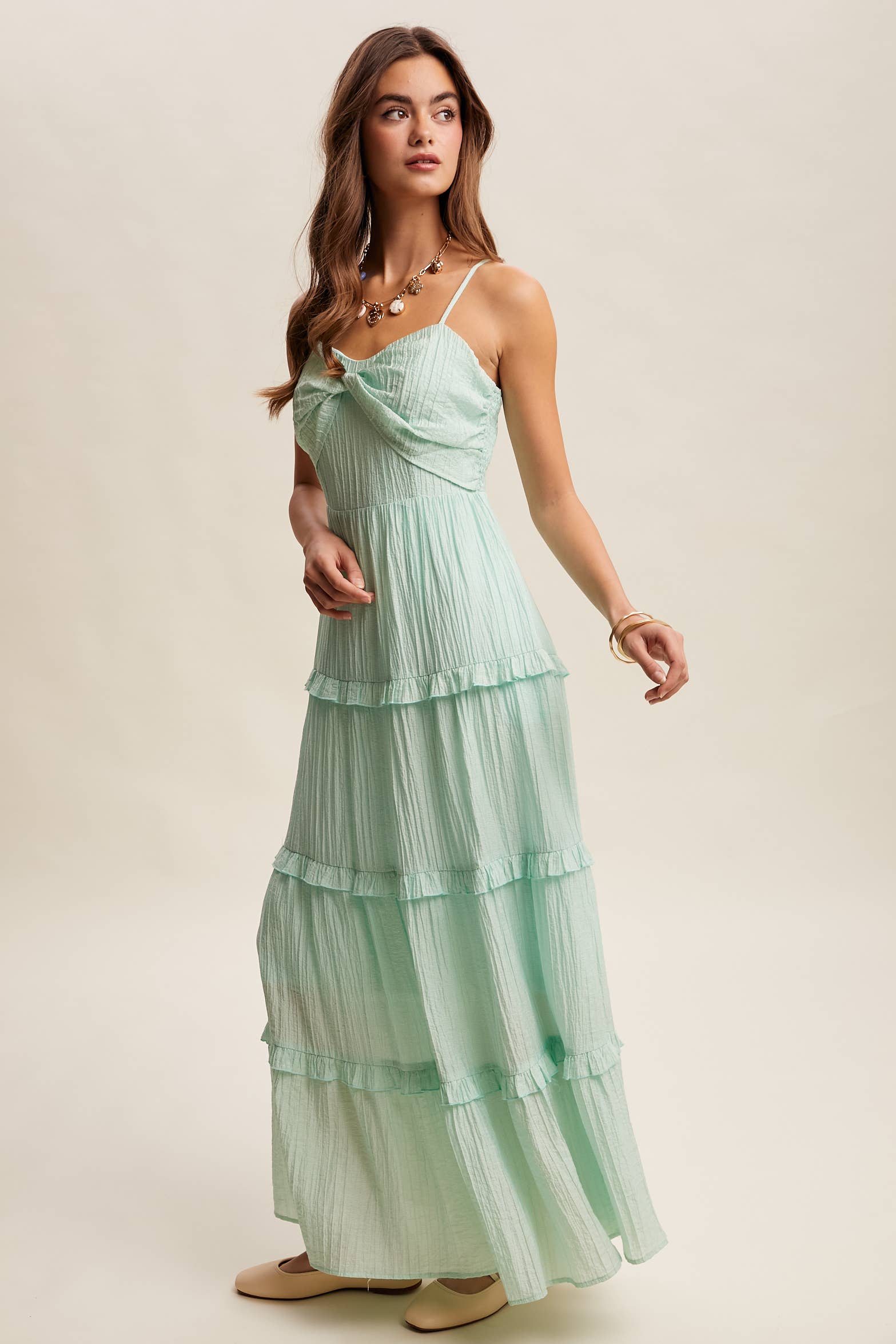 Tiered Spaghetti Strap Maxi Dress LD1393