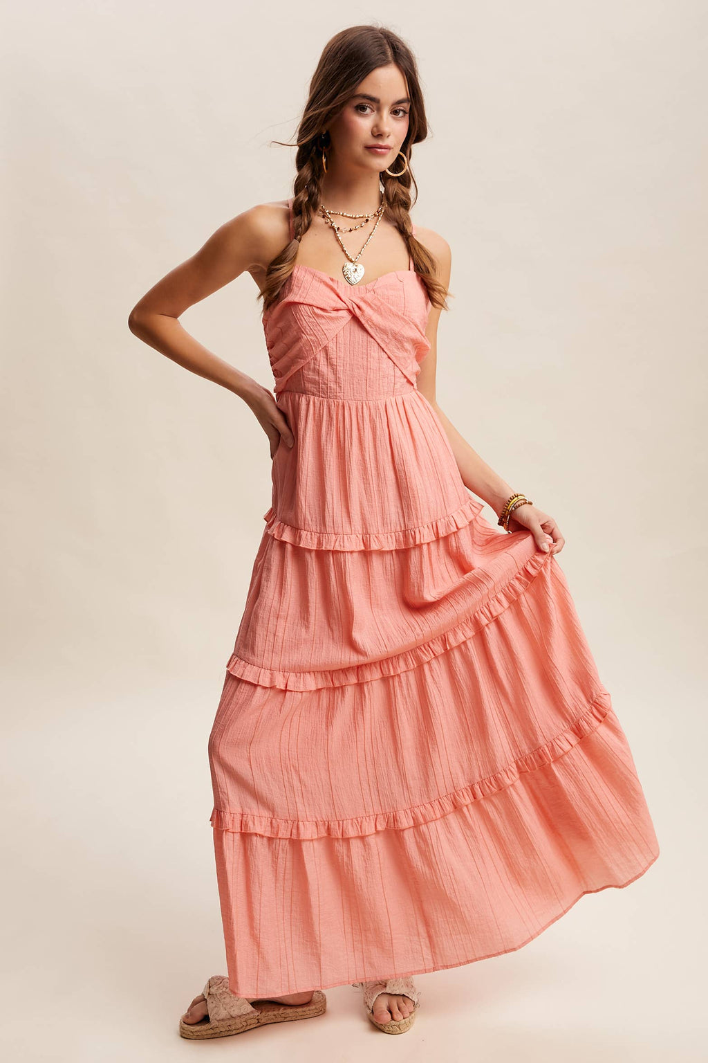 Tiered Spaghetti Strap Maxi Dress LD1393