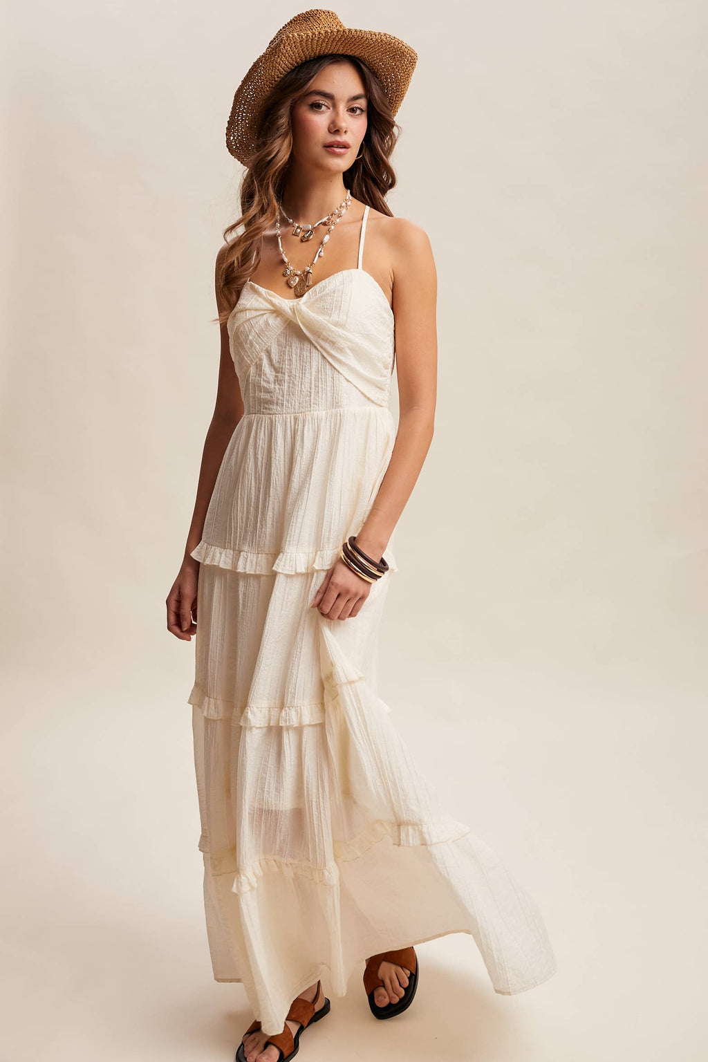 Tiered Spaghetti Strap Maxi Dress LD1393