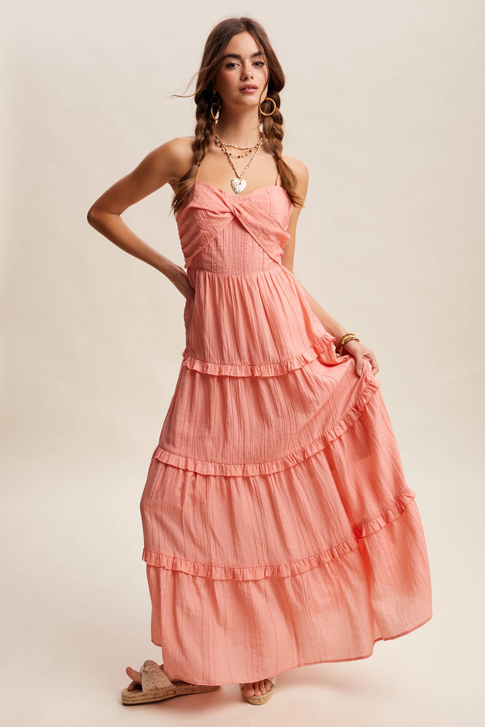 Tiered Spaghetti Strap Maxi Dress LD1393