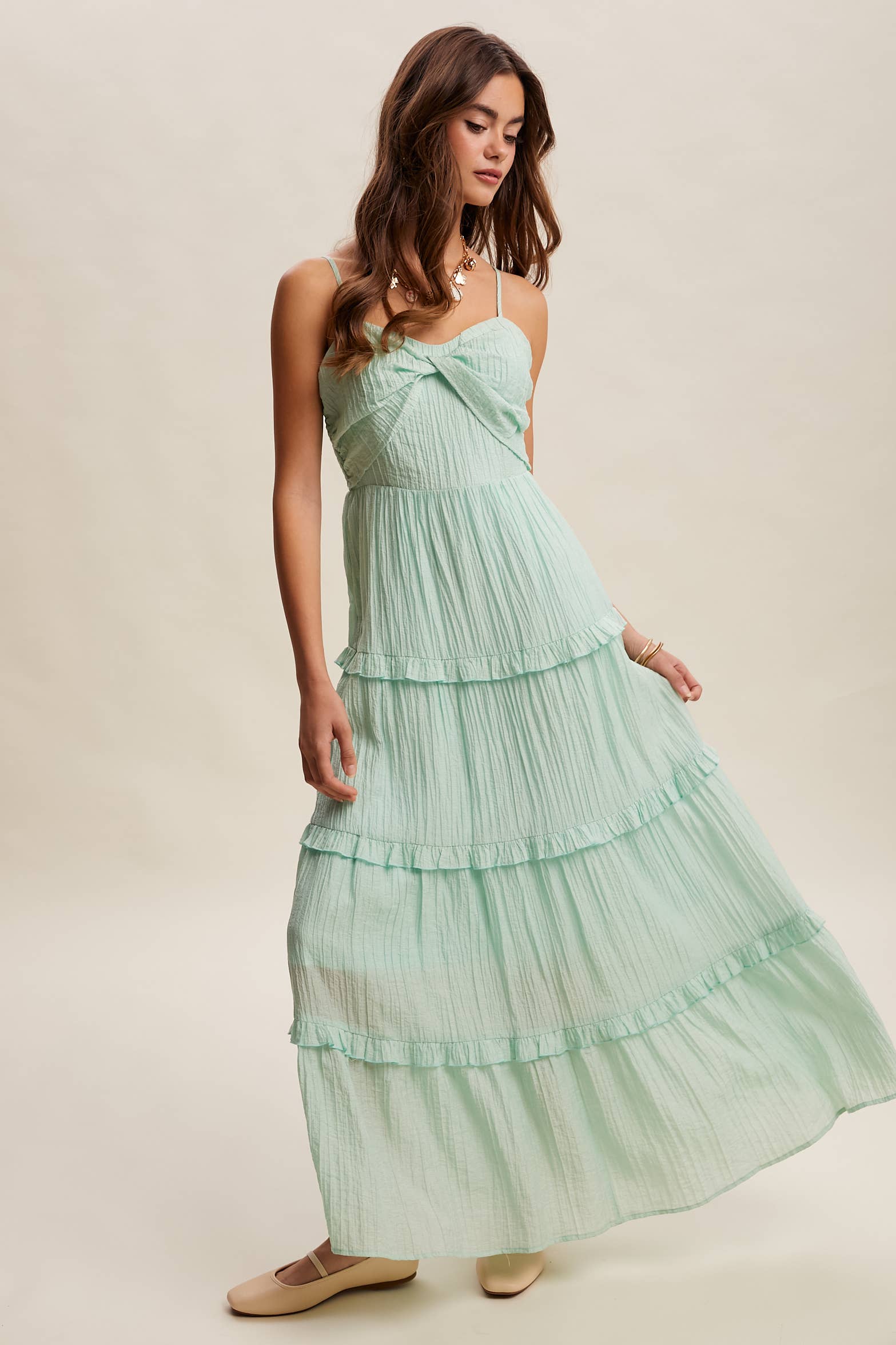 Tiered Spaghetti Strap Maxi Dress LD1393