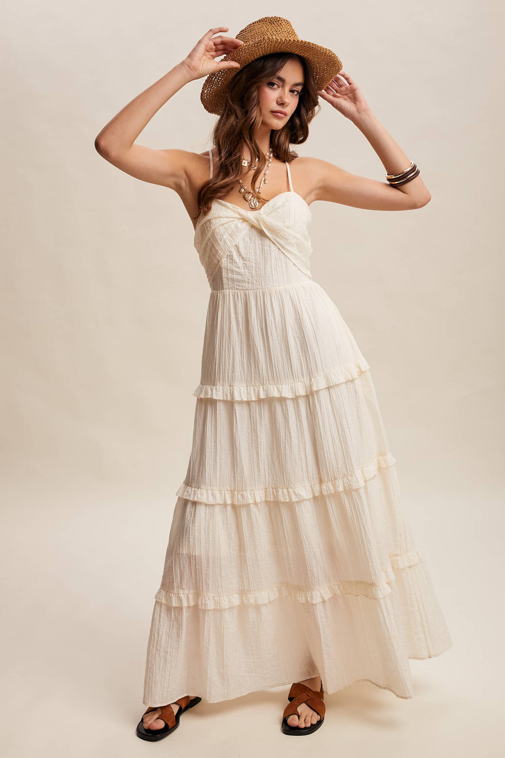 Tiered Spaghetti Strap Maxi Dress LD1393