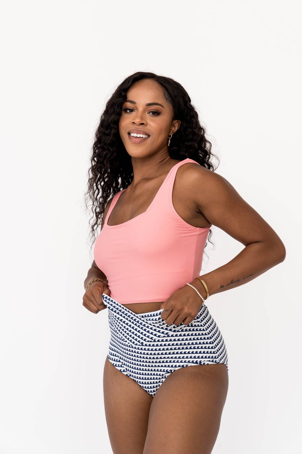 Seaside Pink Square Neck Swim Top