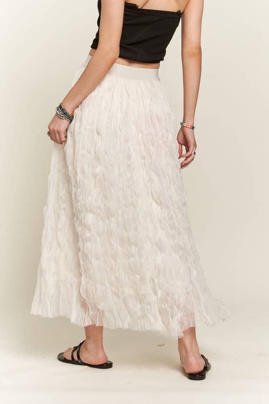 ELASTIC WAIST CLOUD FLUFFY MAXI SKIRT - CES3645