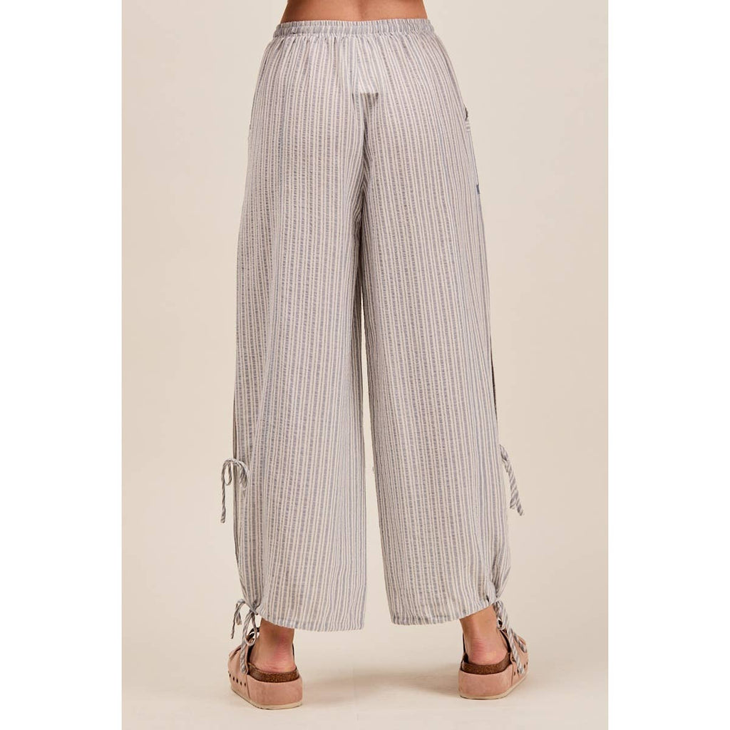 LIGHTWEIGHT MULTI STRIPE JOGGER PANTS WITH SIDE SLITS WITH T