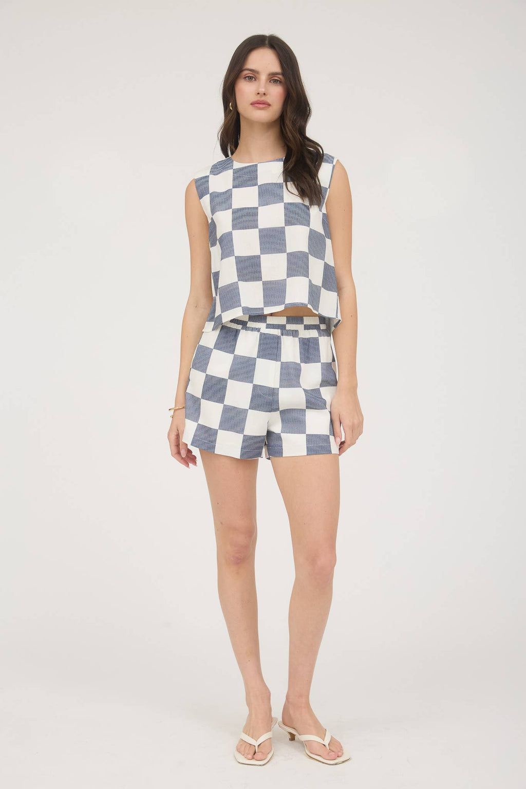 CHECKERED LINEN SHORTS