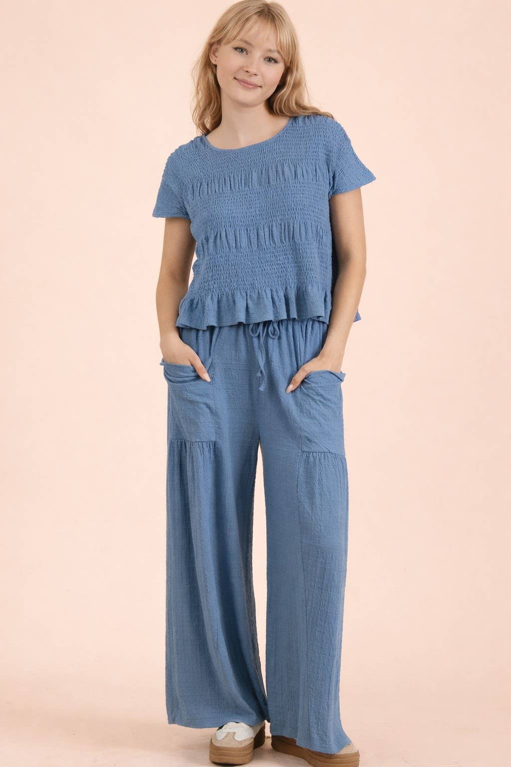 NP71013-Wide Leg Comfy Knit Pants