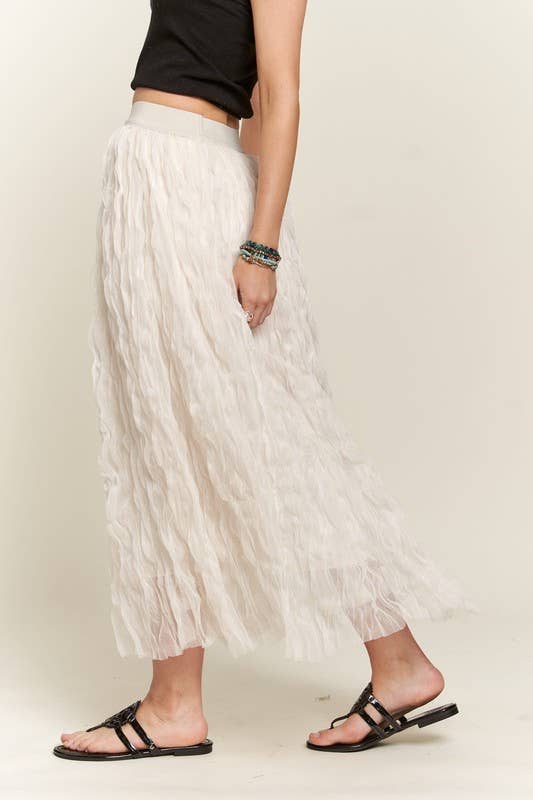 ELASTIC WAIST CLOUD FLUFFY MAXI SKIRT - CES3645