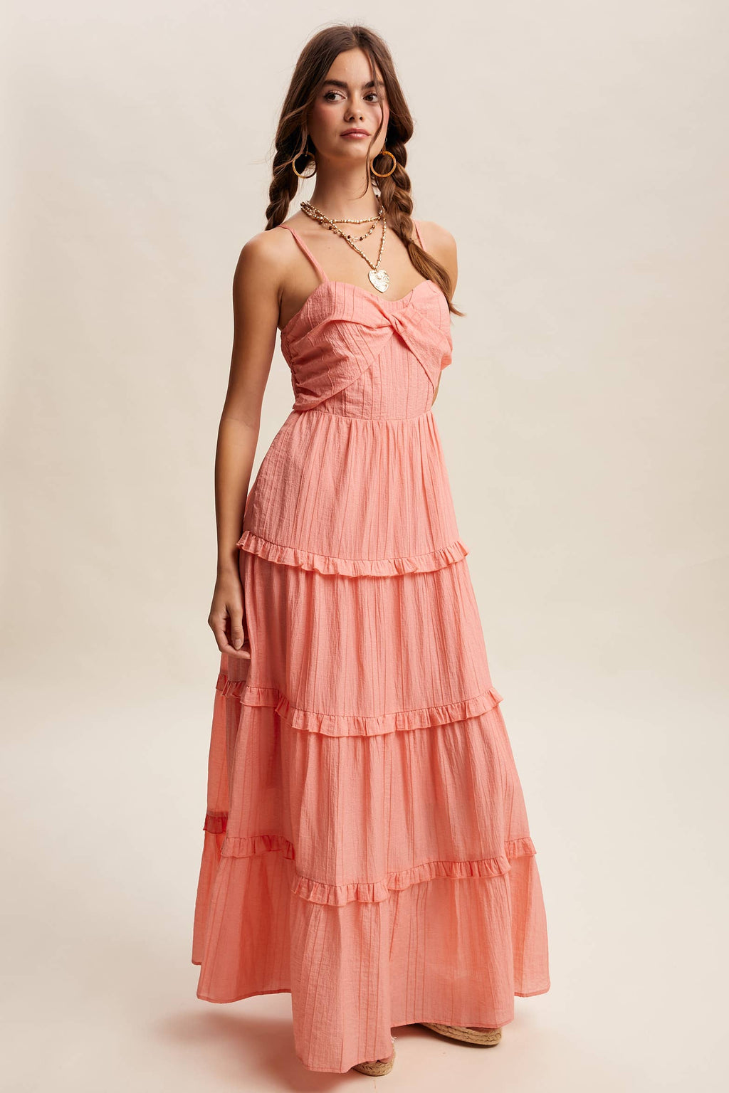 Tiered Spaghetti Strap Maxi Dress LD1393