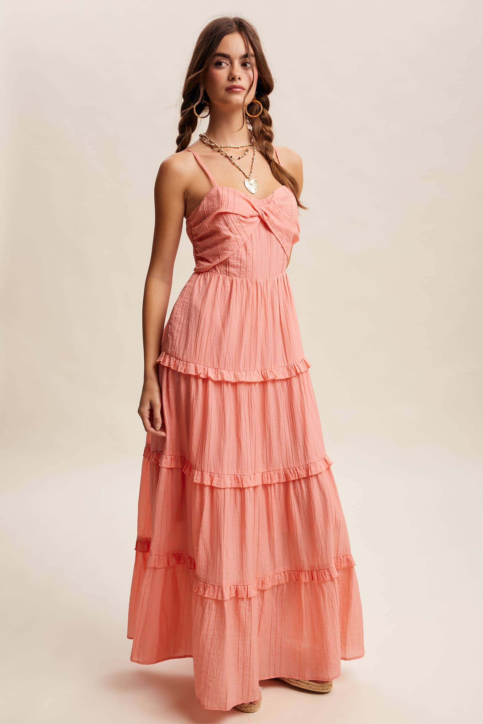 Tiered Spaghetti Strap Maxi Dress LD1393