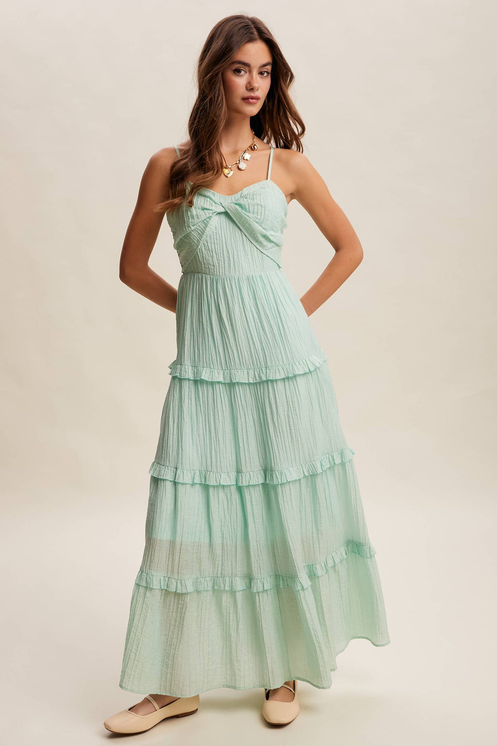 Tiered Spaghetti Strap Maxi Dress LD1393