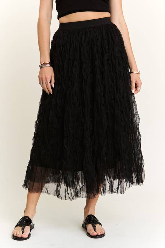 ELASTIC WAIST CLOUD FLUFFY MAXI SKIRT - CES3645