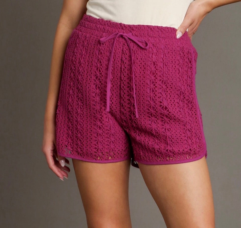 Crochet Shorts - Raspberry