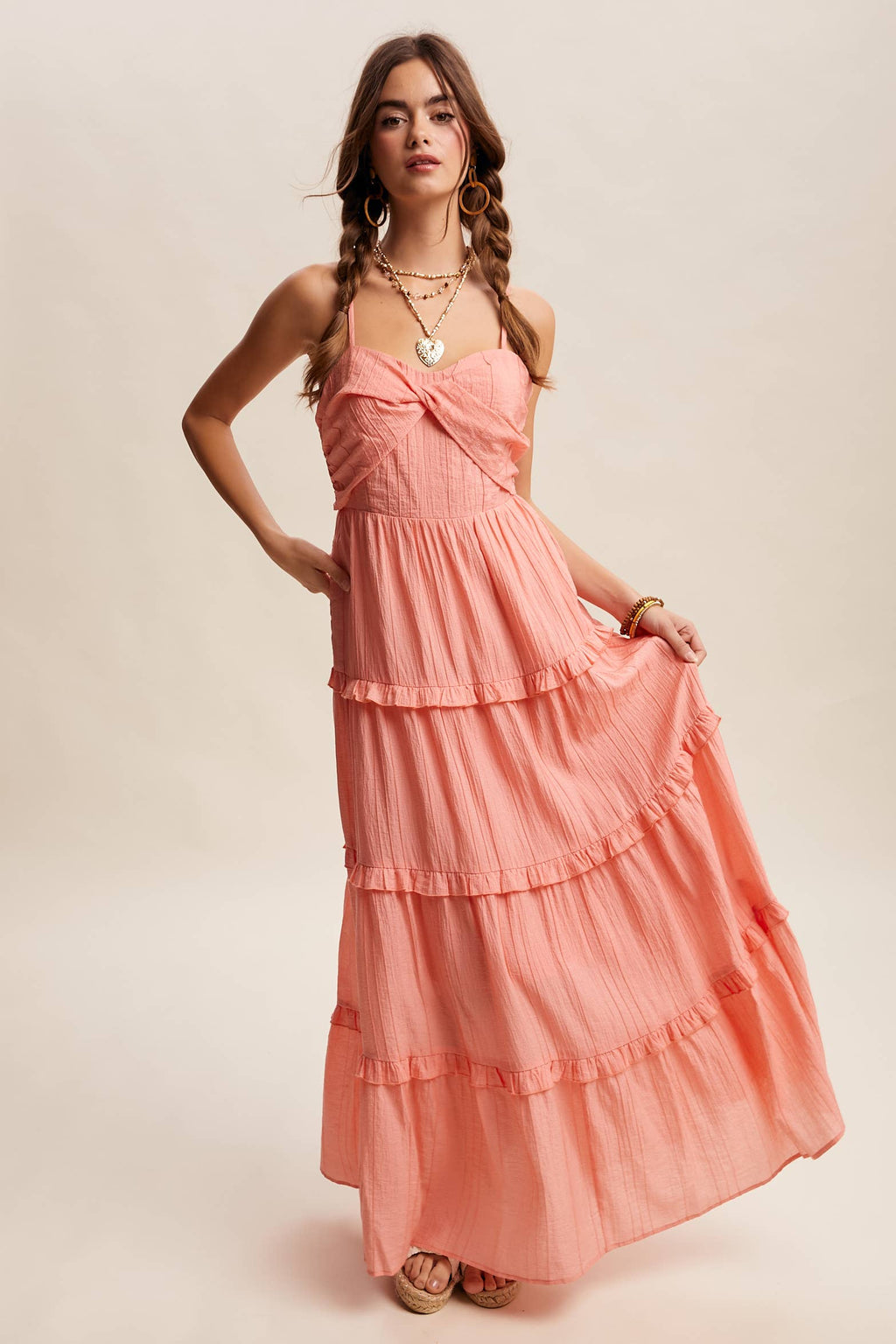 Tiered Spaghetti Strap Maxi Dress LD1393
