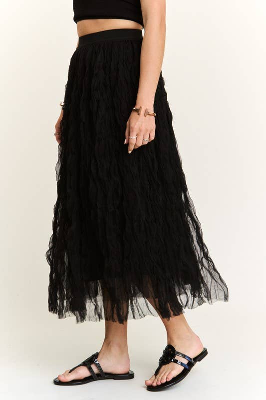ELASTIC WAIST CLOUD FLUFFY MAXI SKIRT - CES3645