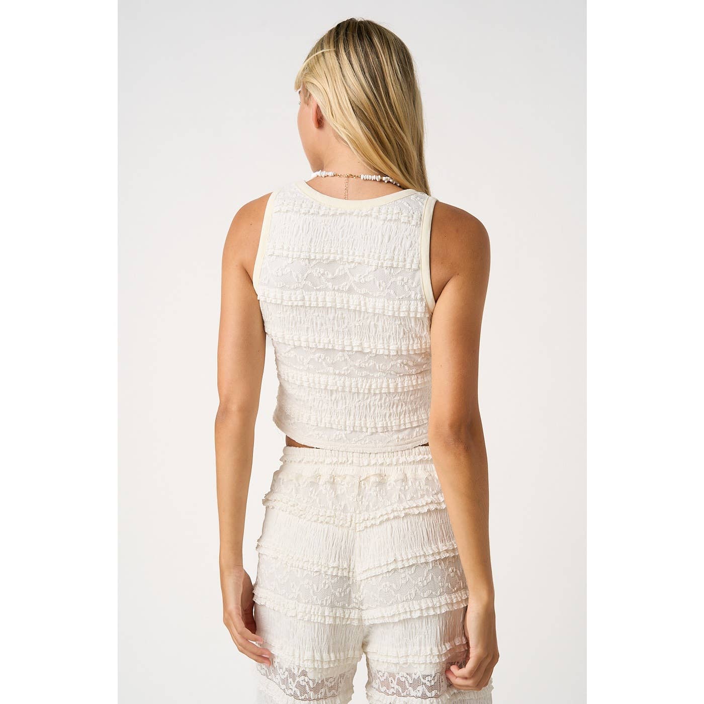 LACE RUFFLE CROPPED TANK TOP