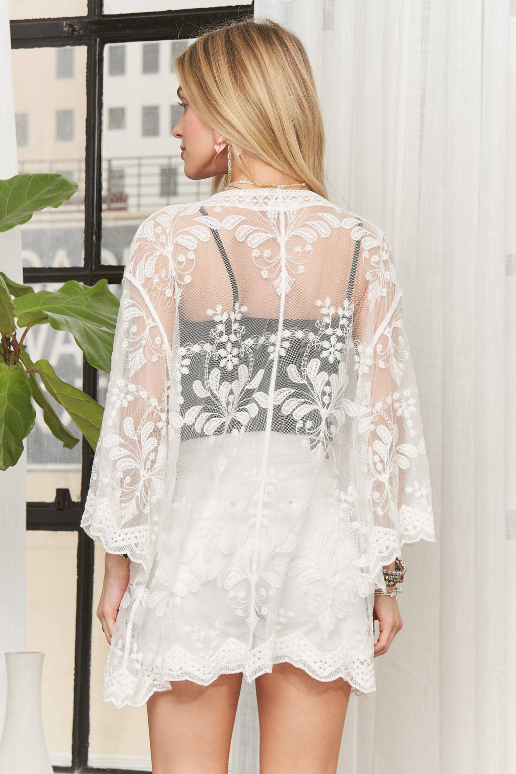 FLORAL LACE KIMONO CARDIGAN - CEJ3970