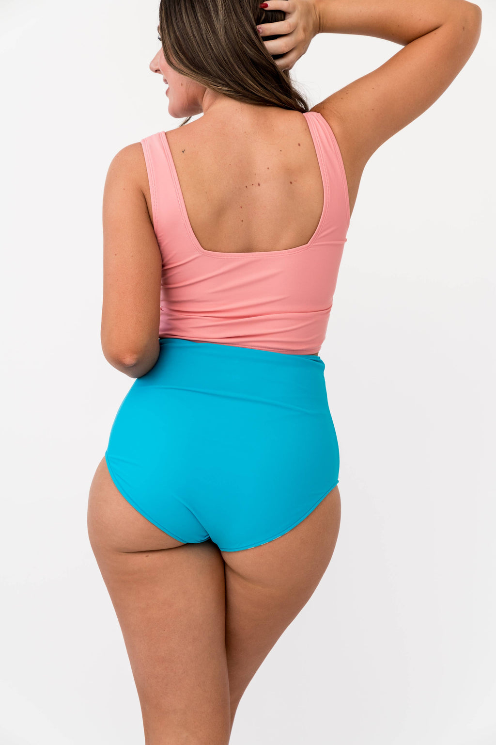 Seaside Pink Square Neck Swim Top