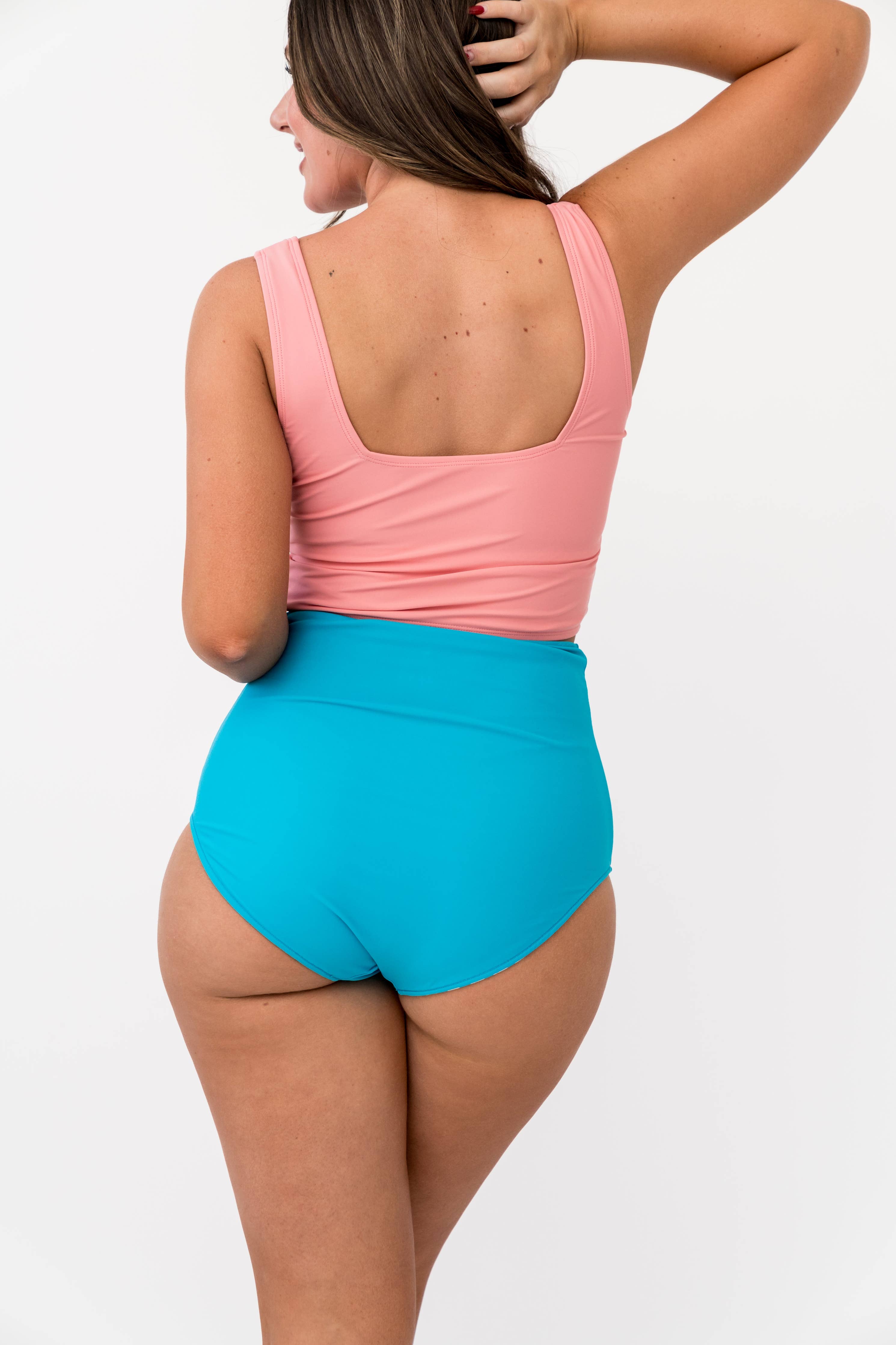 Seaside Pink Square Neck Swim Top