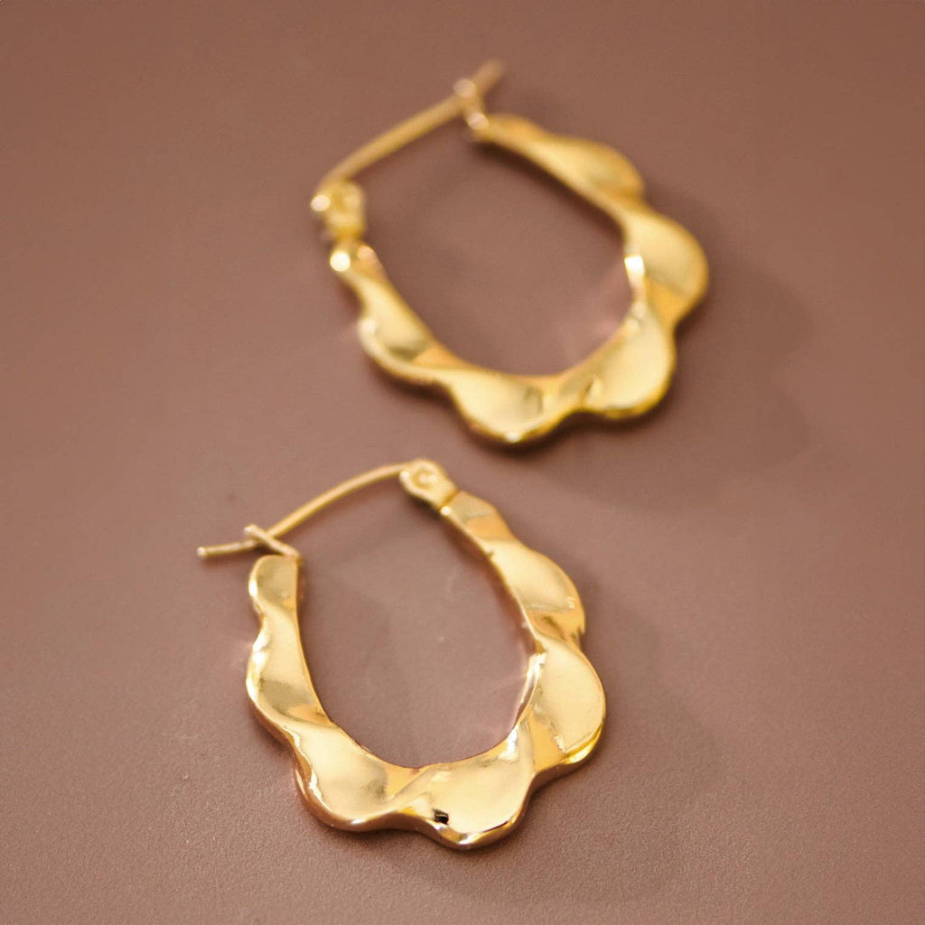 18K Gold PVD Plated Waterproof Stainless Steel Hoop Earrings - 7592