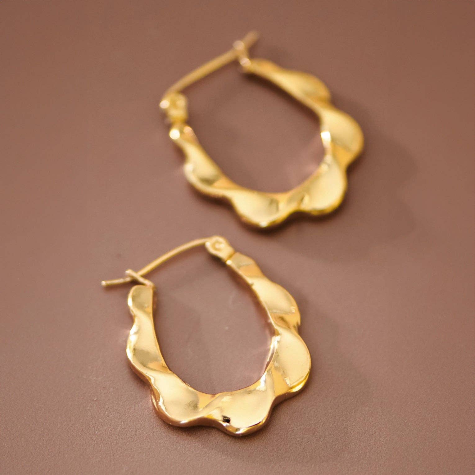 18K Gold PVD Plated Waterproof Stainless Steel Hoop Earrings - 7592
