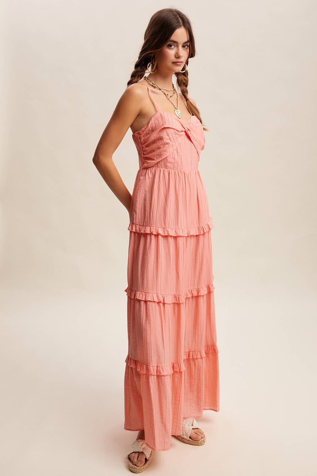 Tiered Spaghetti Strap Maxi Dress LD1393
