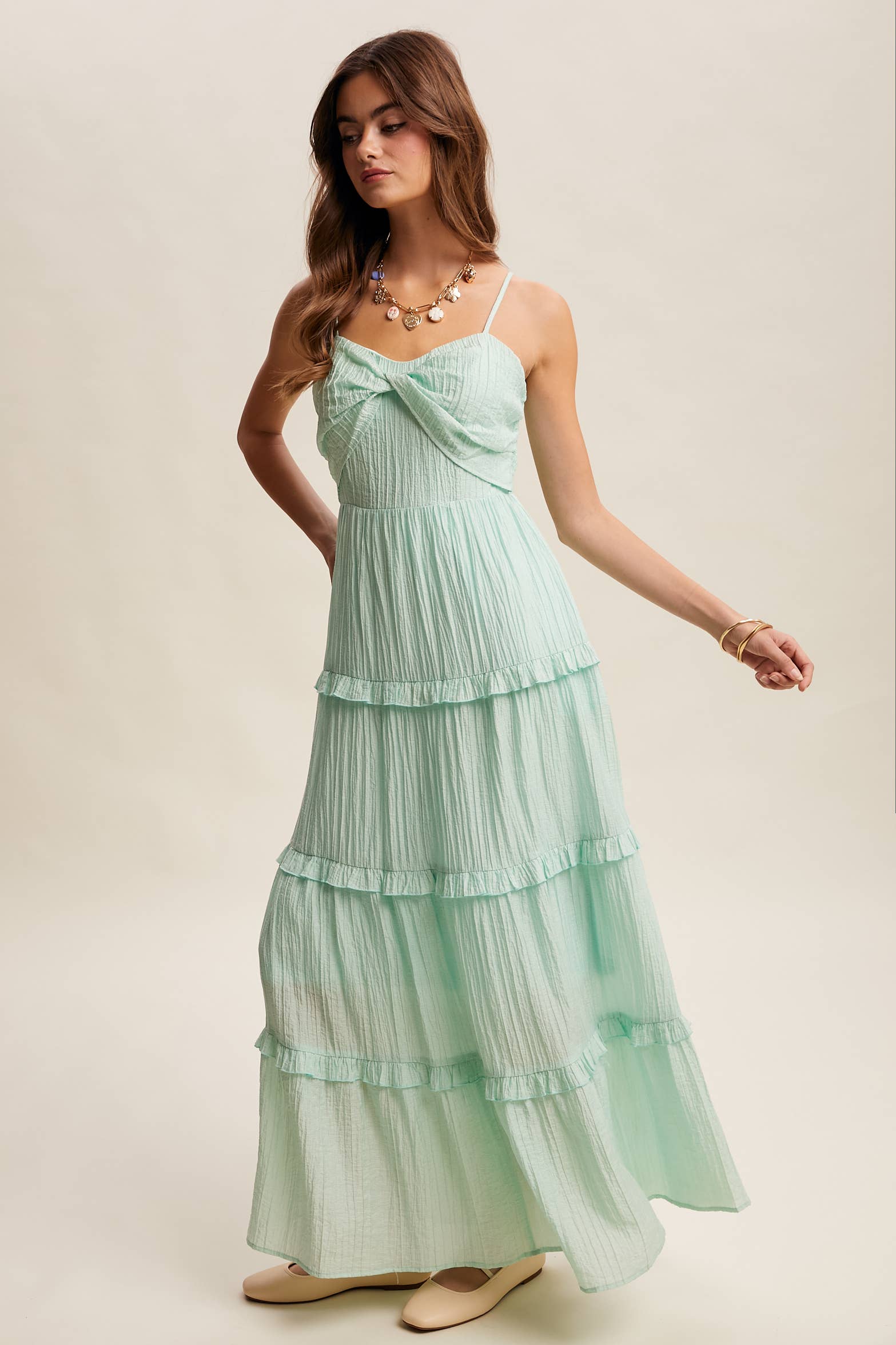 Tiered Spaghetti Strap Maxi Dress LD1393