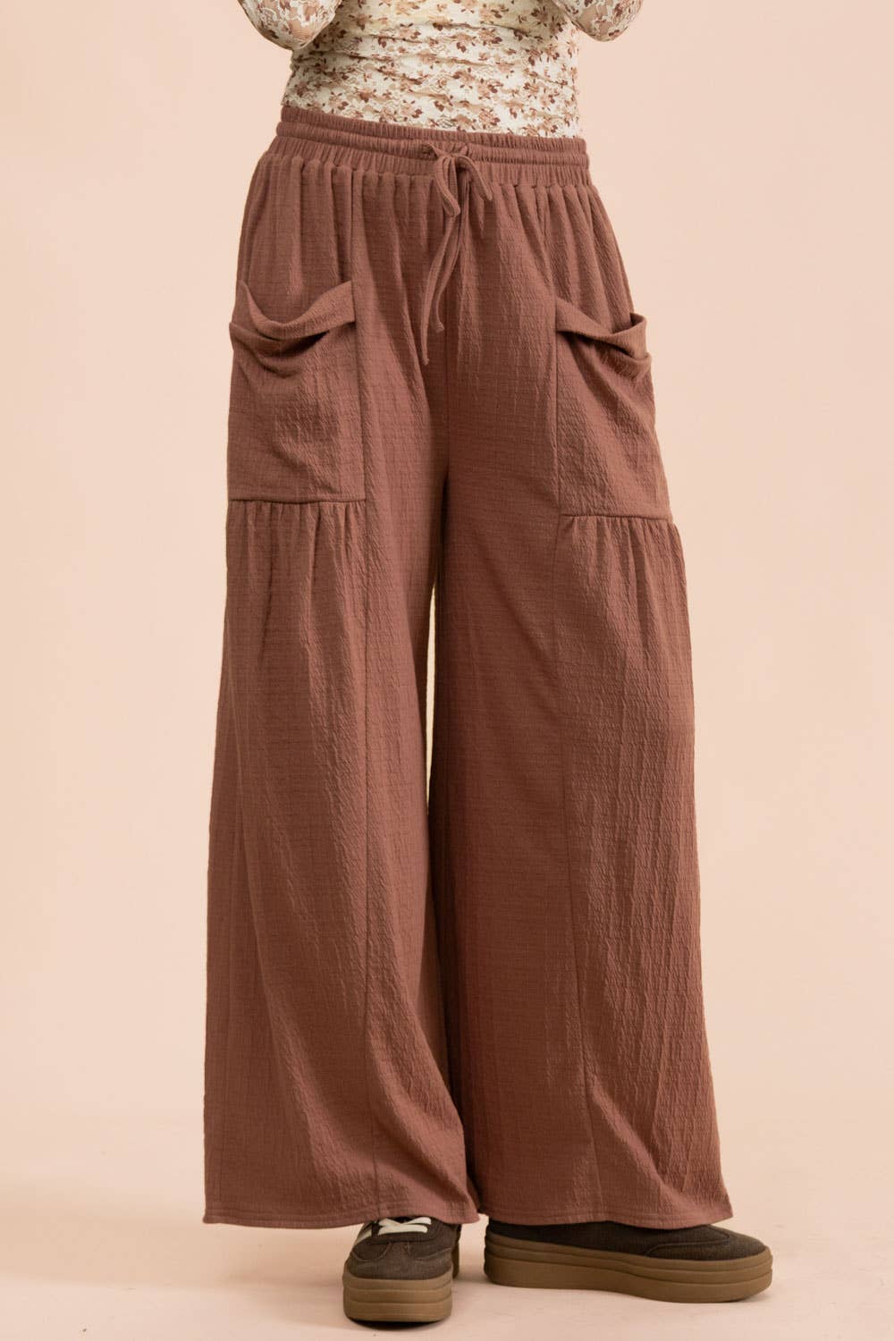 NP71013-Wide Leg Comfy Knit Pants