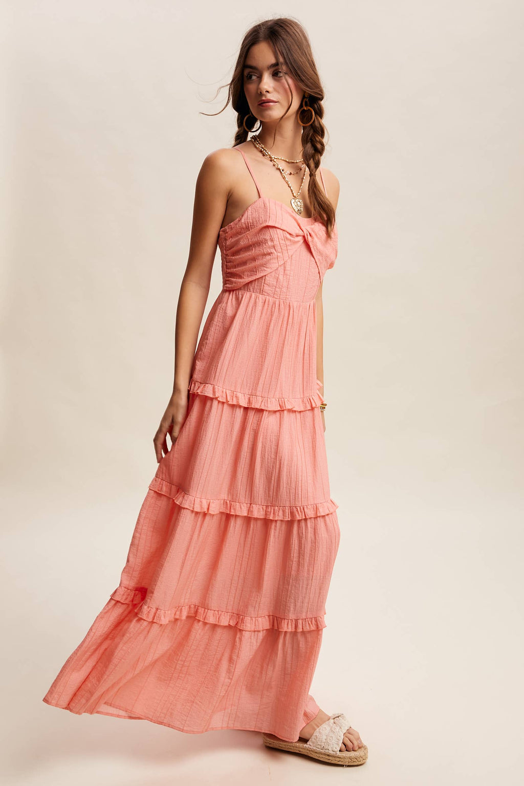 Tiered Spaghetti Strap Maxi Dress LD1393