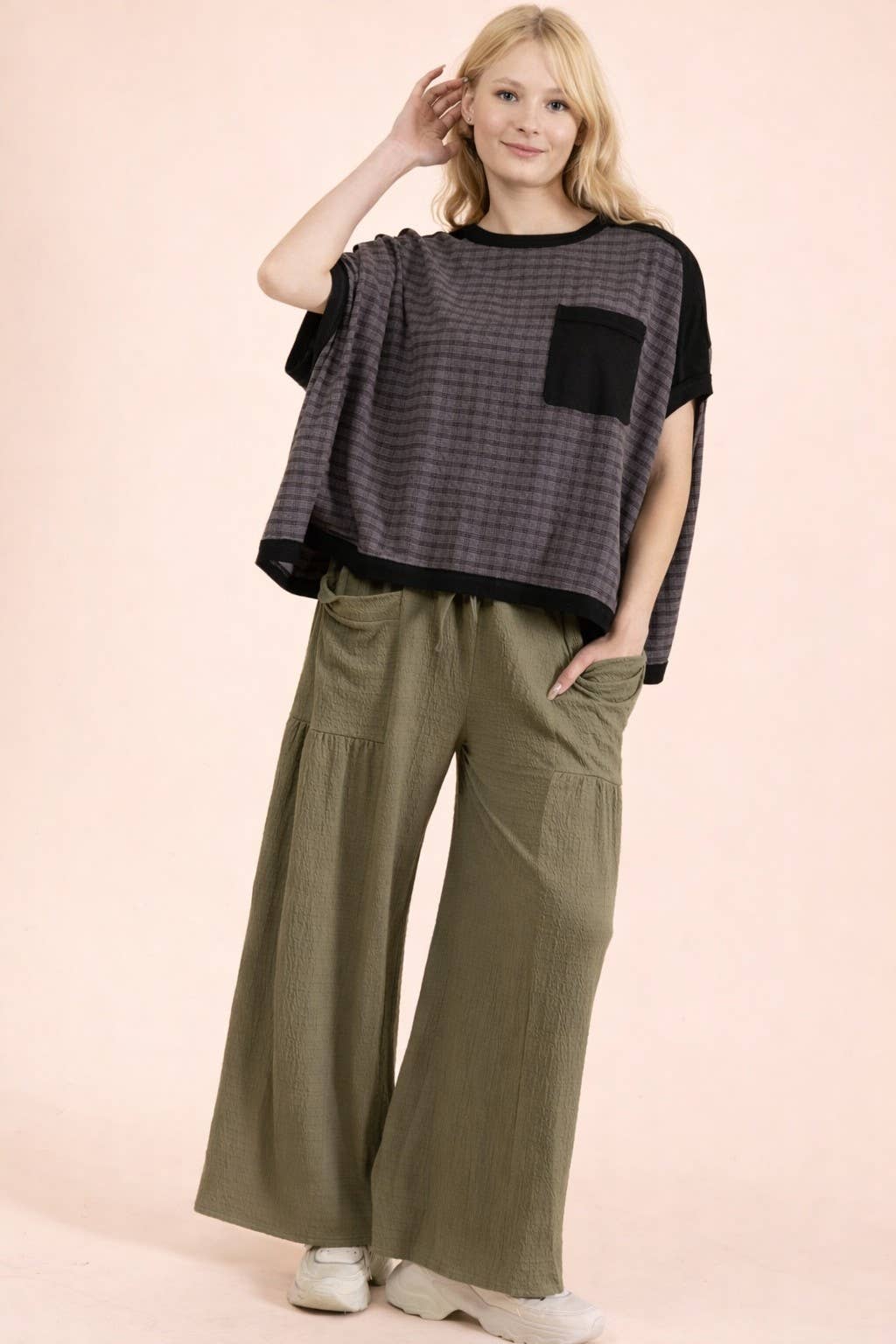 NP71013-Wide Leg Comfy Knit Pants
